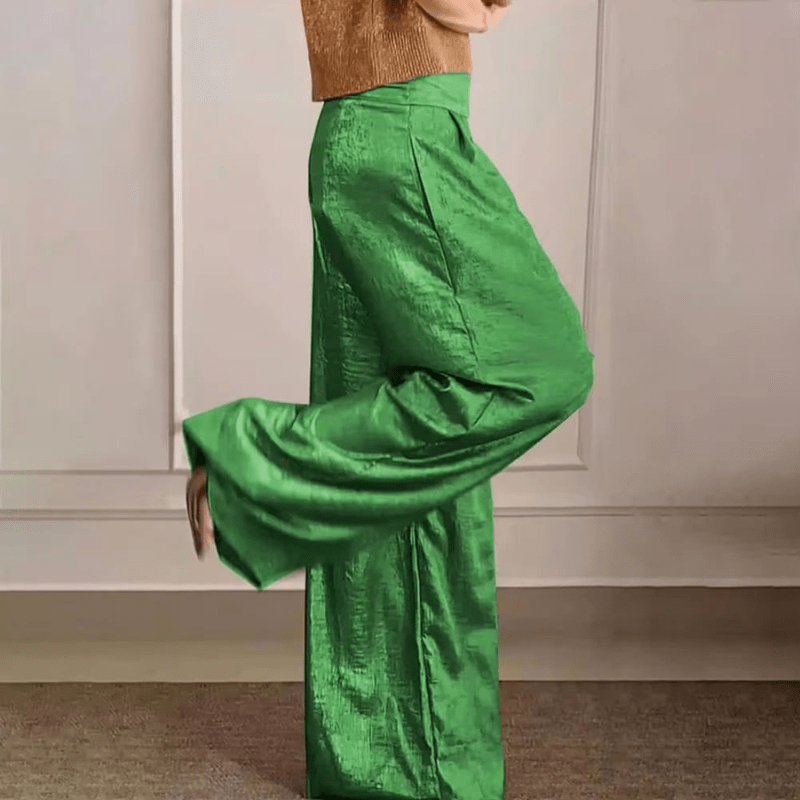 Wide Leg Pantaloons - High Waist Pleated Front