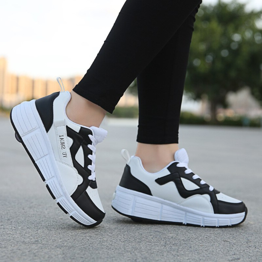 Street Style Skate Shoes - Roller Wheels, Thick Sole