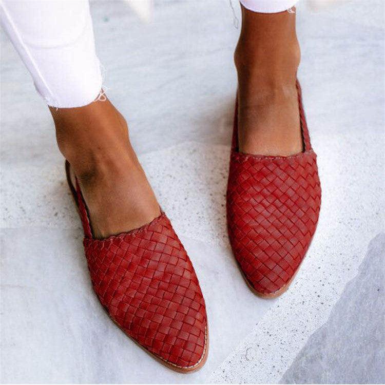 Woven Slip-On Shoes - Open Back, Pointed Toe