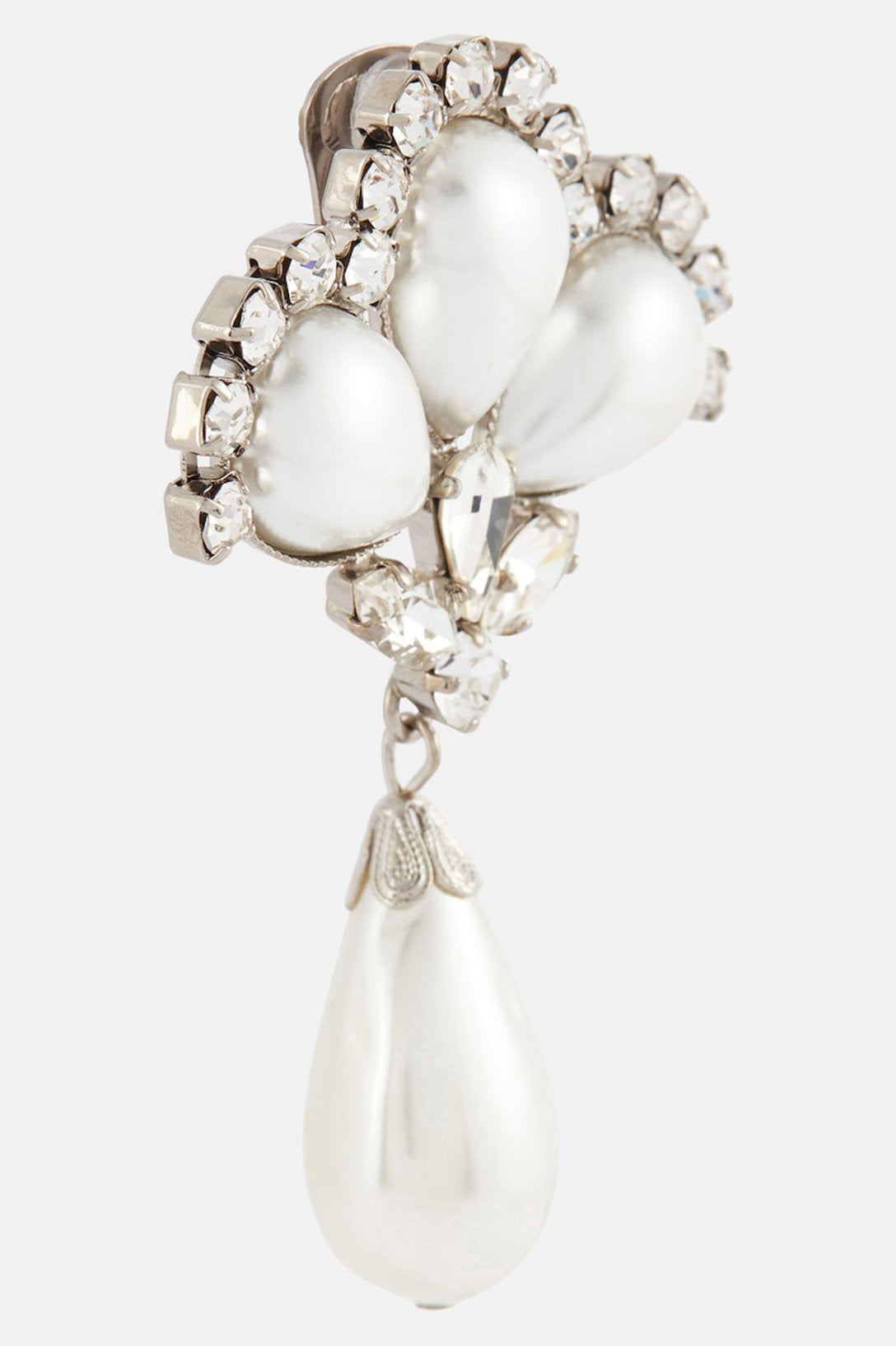 Teardrop Pearl Drop Earrings - Crystal Fan