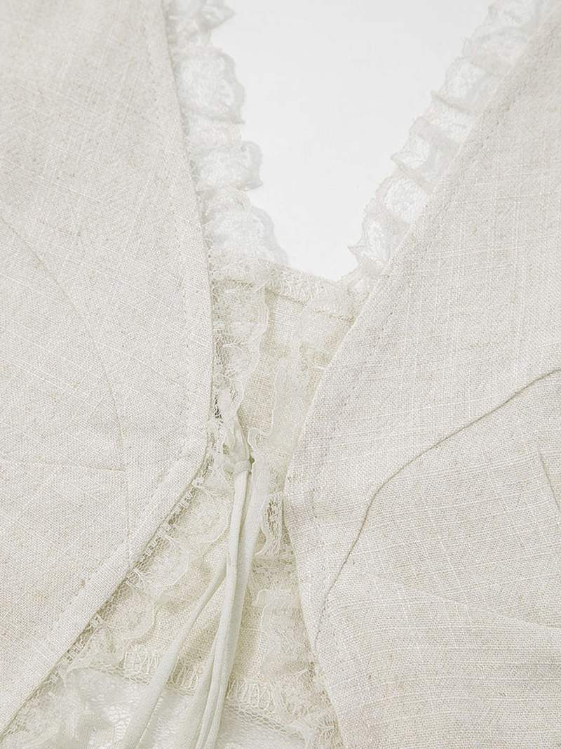 Lace-Trim Tie-Front Sleeveless Top