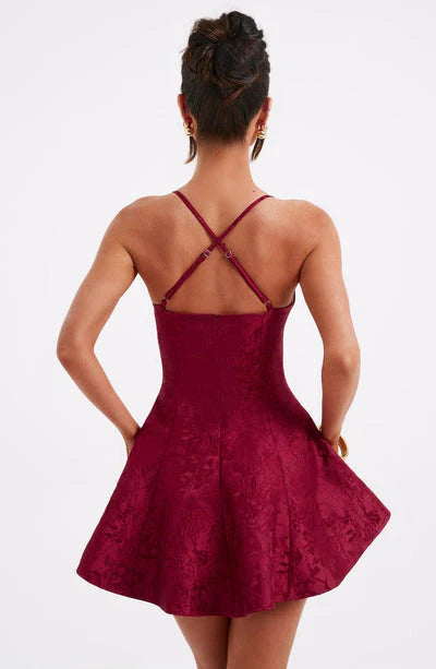 Spaghetti Strap Skater Dress - Deep V-Neck Flared