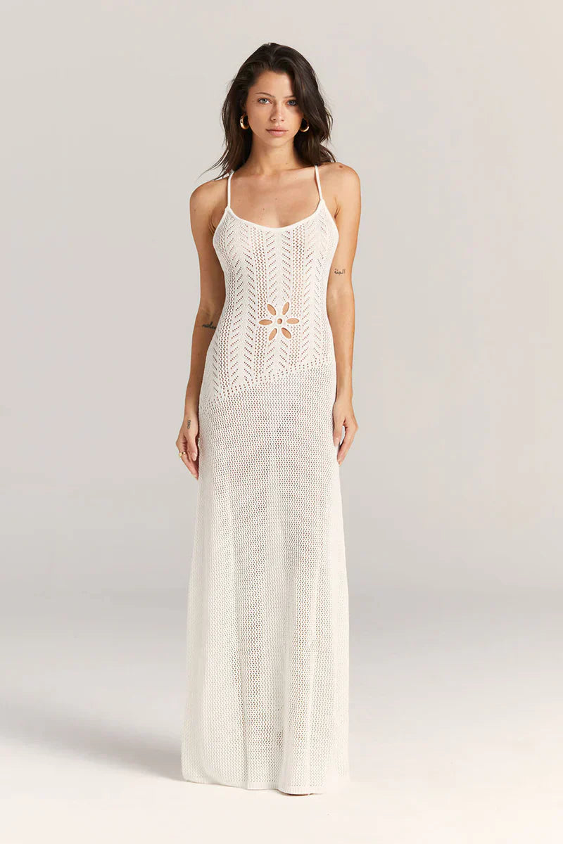 Basicfold Women's Open Knit Maxi Dress – Floral Cutout, Spaghetti Straps-83282-efe282fd-6612-4820-8f85-26d34dbbae6d