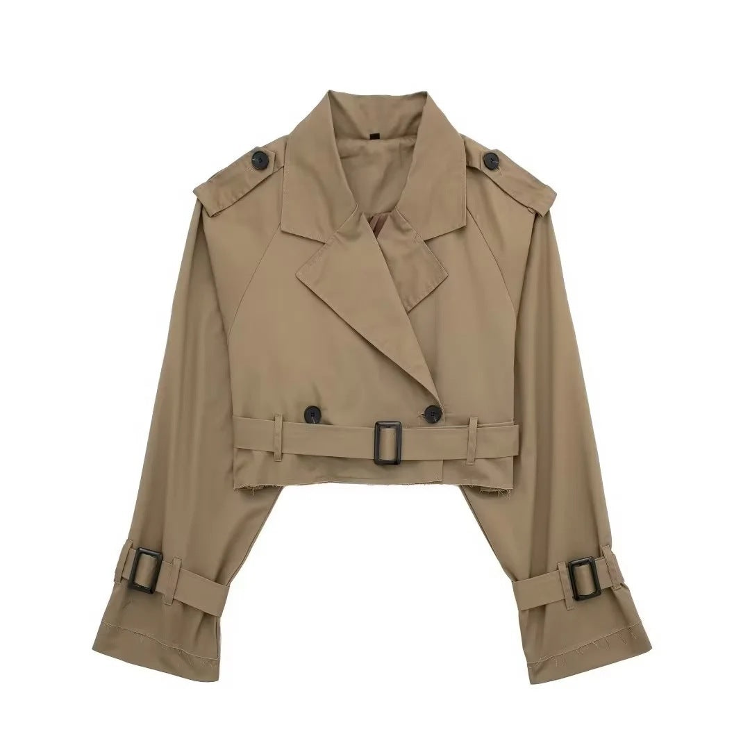 Cropped Double-Breasted Trench Coat