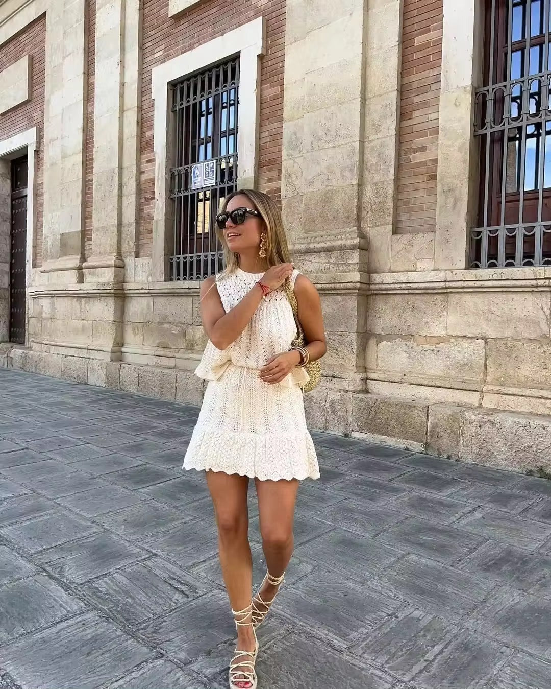 Knitted Two-Piece Set - A-Line Skirt