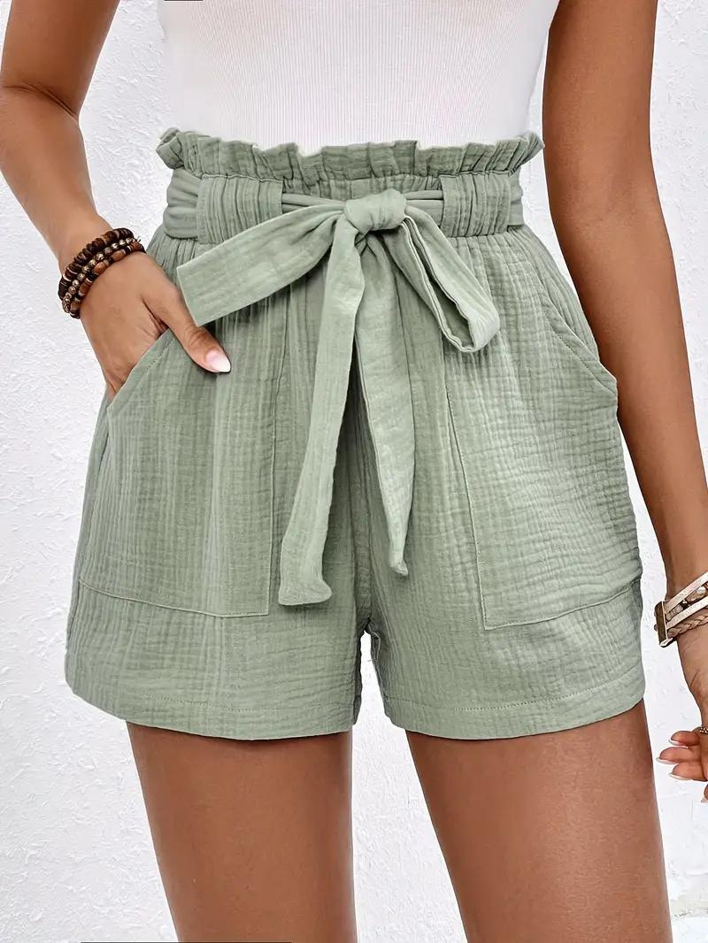 High-Waisted Relaxed Fit Belted Shorts