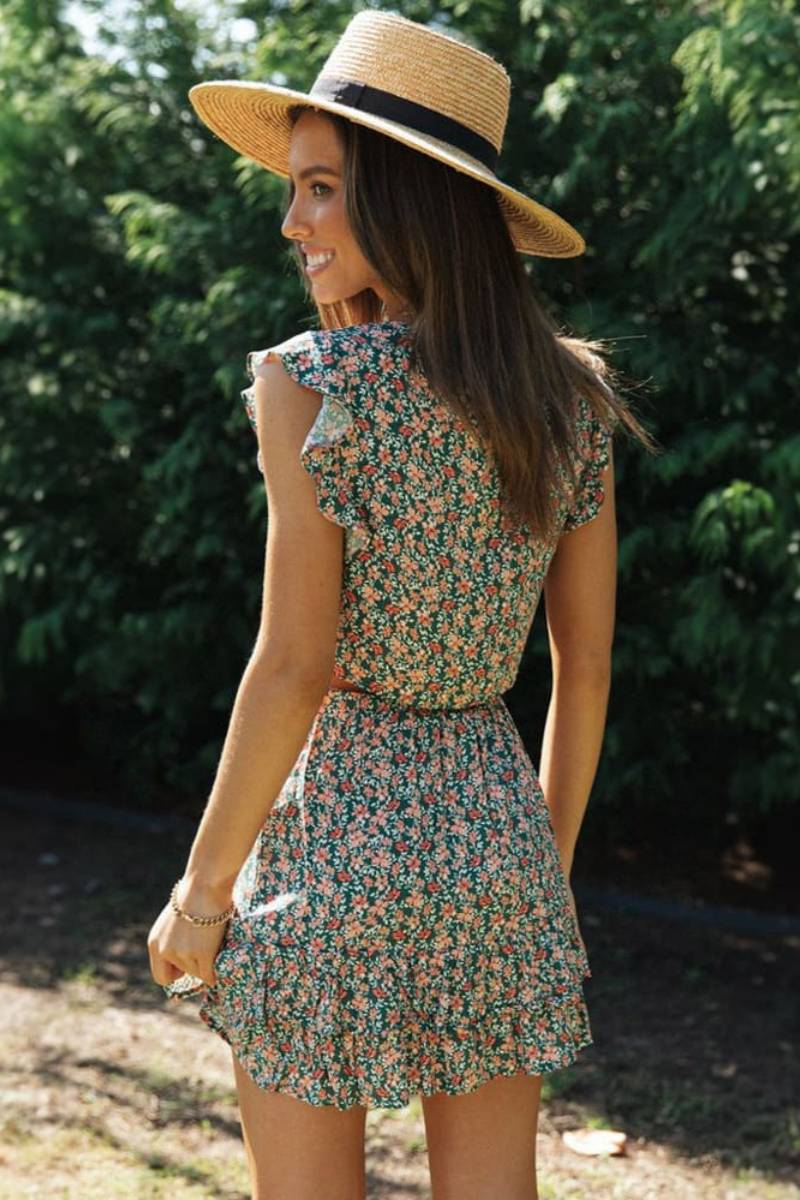 Floral Print Two-Piece Set - Ruffle Details