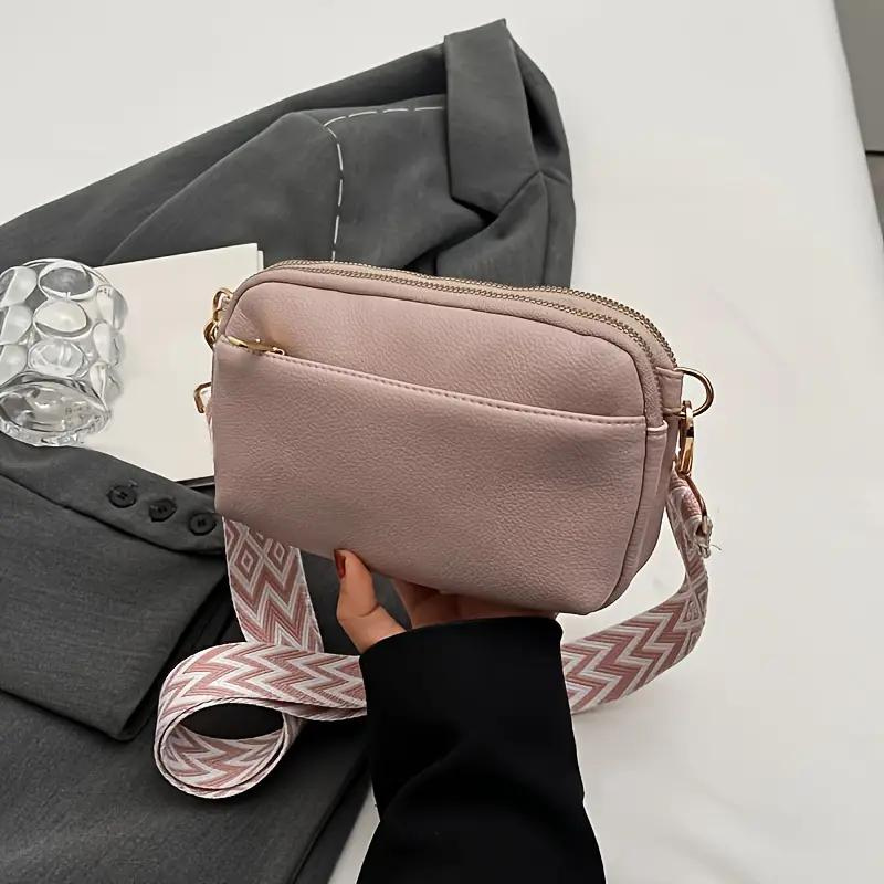 Patterned Strap Crossbody Bag with Gold Hardware