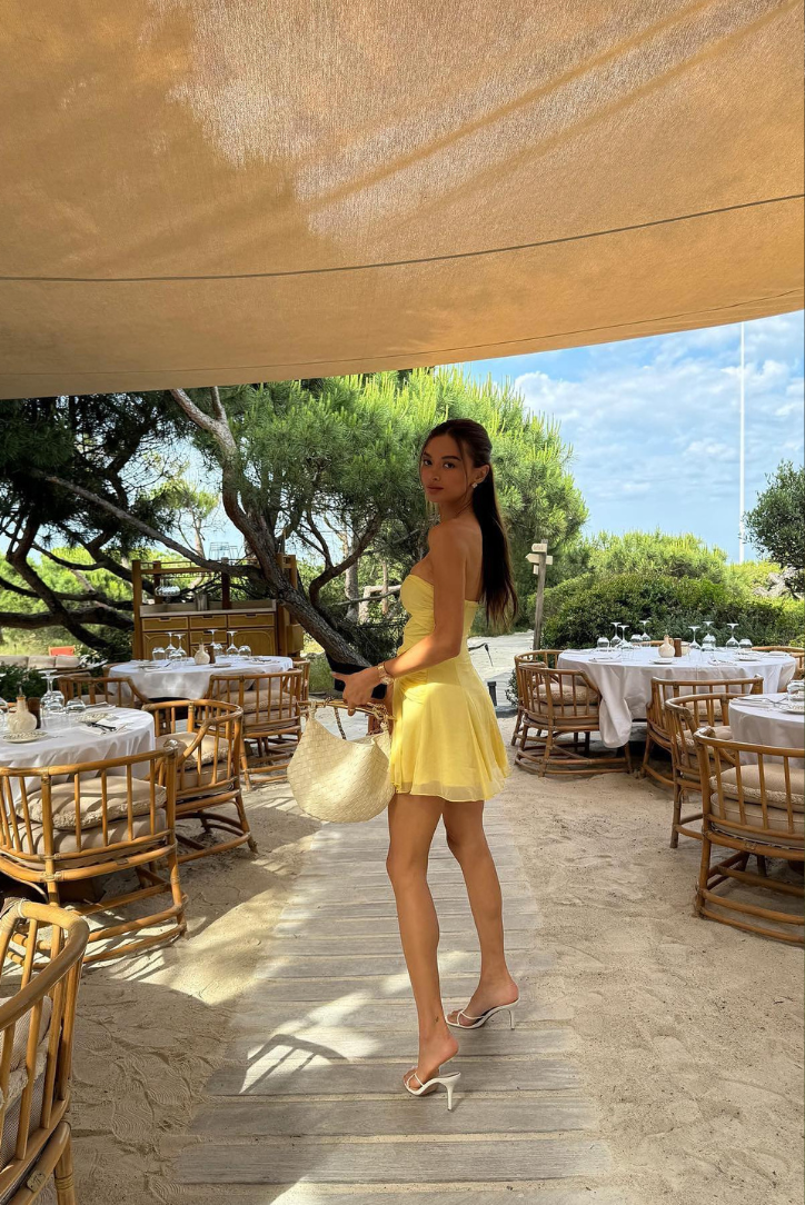 Women's Yellow Cutout Midi Dress – Sheer Sleeves, Flowy Fabric-83601-ffe4cce6-8161-475c-8a0c-14a0c0b256aa