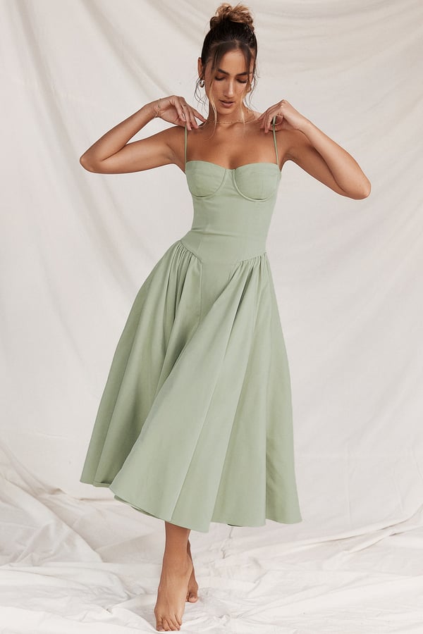 Women's Midi Dress – Pleated Skirt, Structured Bodice, Pockets-83506-01554579-39c1-4941-8788-a270f96c12de