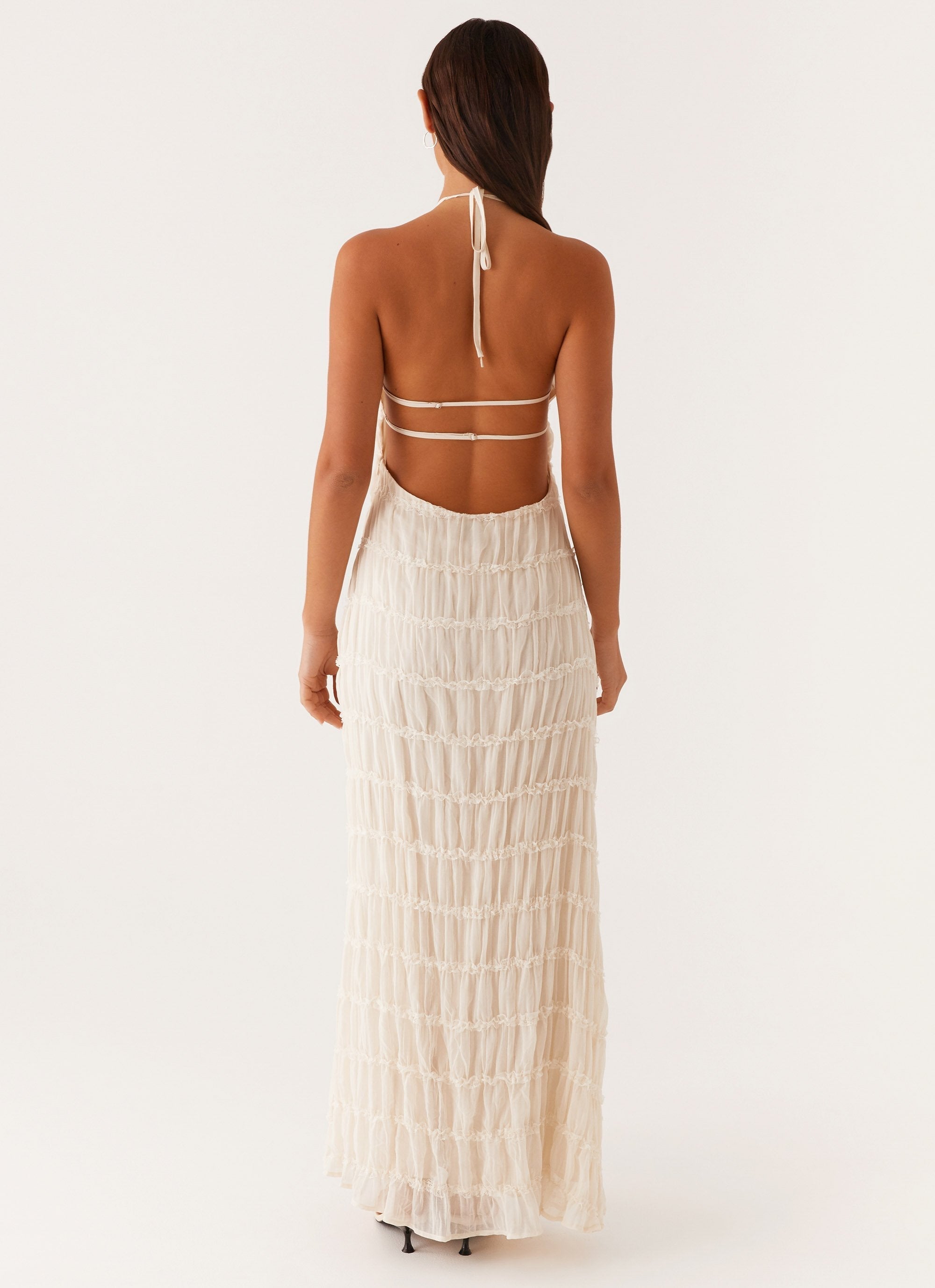 Women's Textured Halter Neck Maxi Dress, Basicfold-83499-03ff3410-dadd-406b-8be2-a747225dbf82