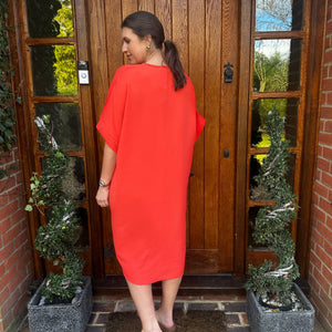 Knot-Waist Dress with Asymmetrical Hem