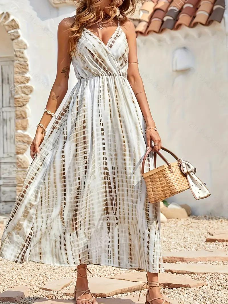 Tie-Dye Maxi Dress - Wrap Bodice, Sleeveless