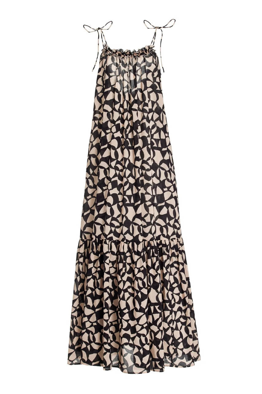Geometric Halter Maxi Dress - Tiered Skirt