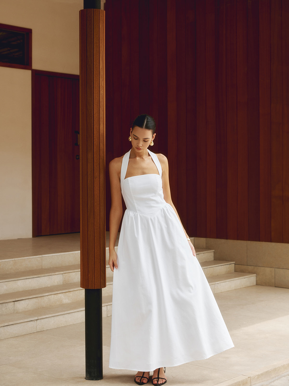Halter Neck A-Line Midi Cocktail Dress