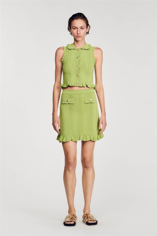 Retro Knit Set - Ruffle Hem Two-Piece