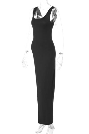 Fitted Top - Asymmetrical Slit, Sleeveless Design