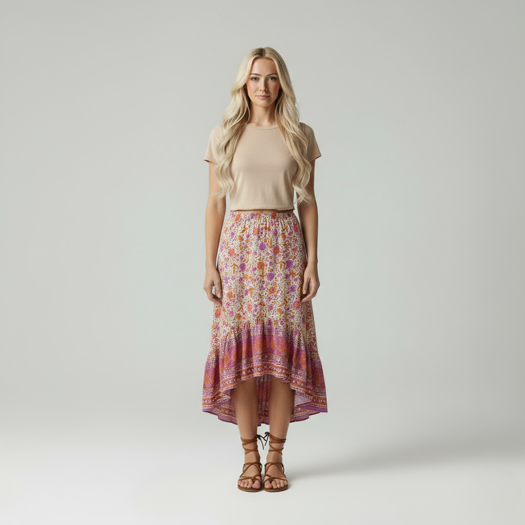 Gypsy Bloom Midi Skirt • Bohemian Style