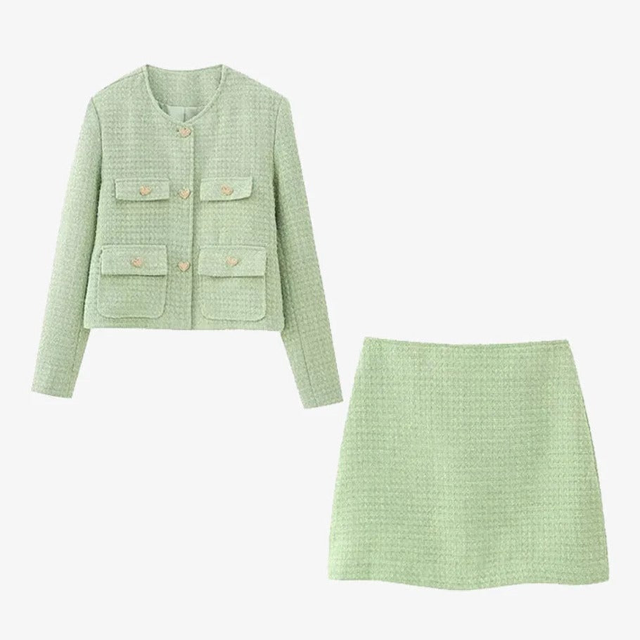 Tailored Suit: Cropped Jacket, Fitted Skirt