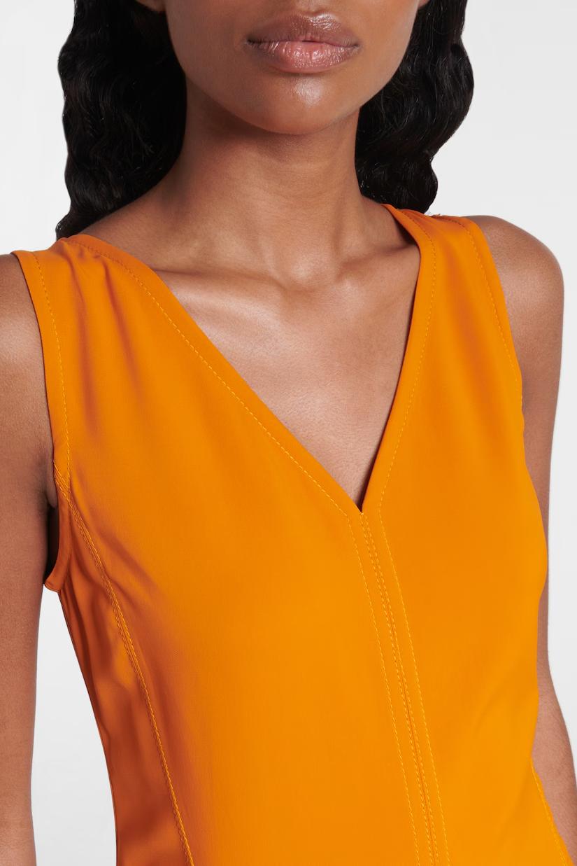 Ruffled High-Low Dress with V-Neck