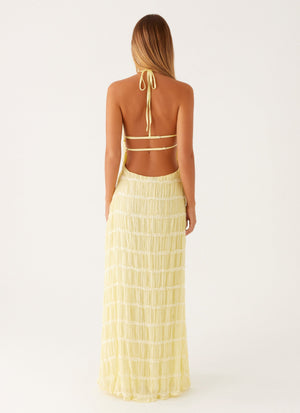 Women's Textured Halter Neck Maxi Dress, Basicfold-83499-1efc1762-fd28-4762-9d1c-a11c67089190