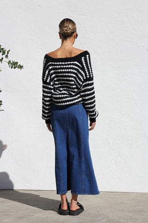 Classic Midi Skirt - Seam Detail, Denim