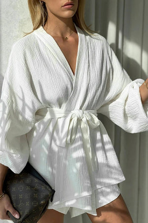 High-Waisted Short Set - Wrap Top & Belt