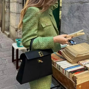 Tailored Suit: Cropped Jacket, Fitted Skirt
