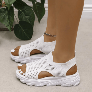 Knitted Open-Toe Sandals – Thick Sole, Pull Tab