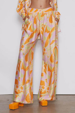 Geometric Print Silky Set - Bra & Wide Leg