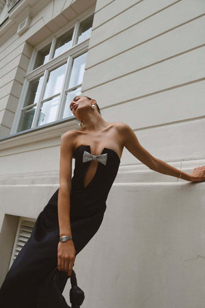 Sculpted Strapless Gown - Bow Detail