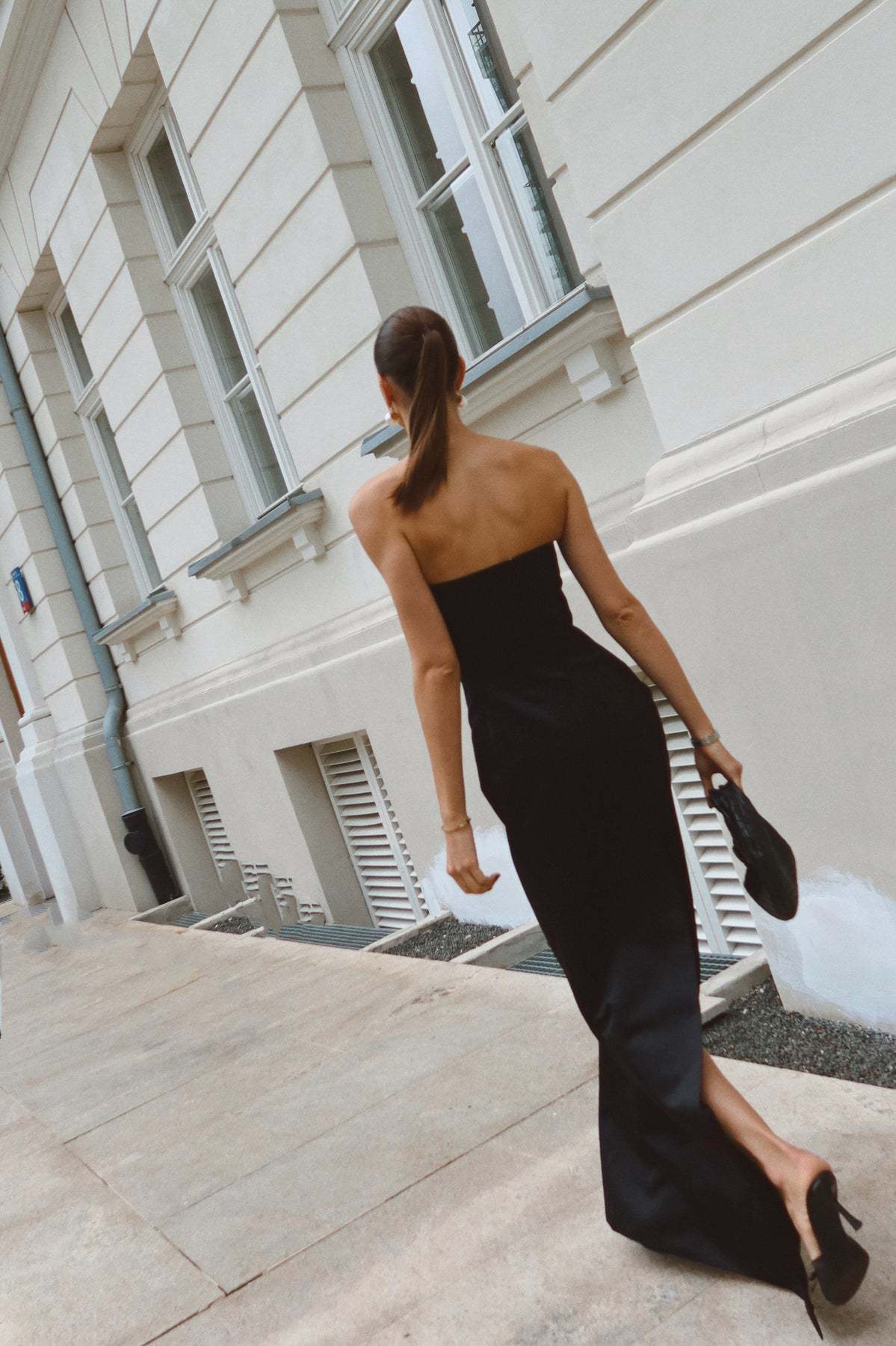 Sculpted Strapless Gown - Bow Detail