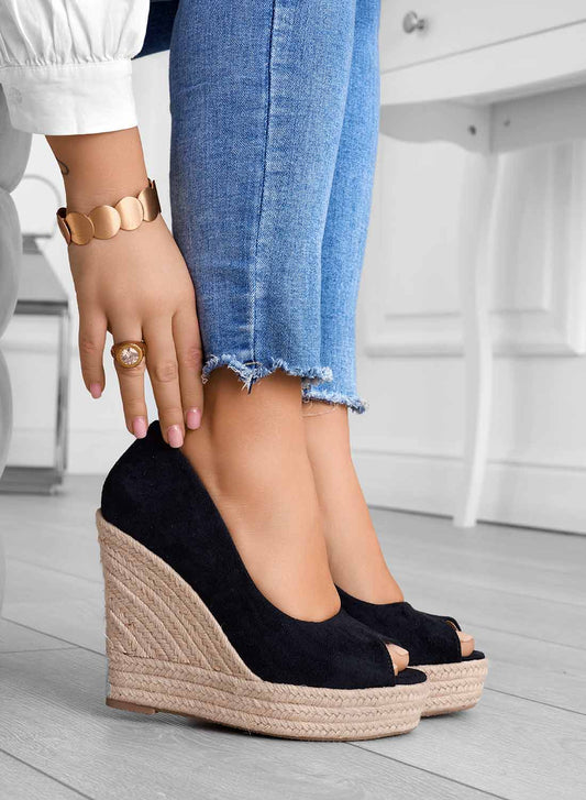 Women's Black Open-Toe Platform Rope Wedge Sandals-83368-49cc5192-7af8-4efb-9ad3-d43623b0624c