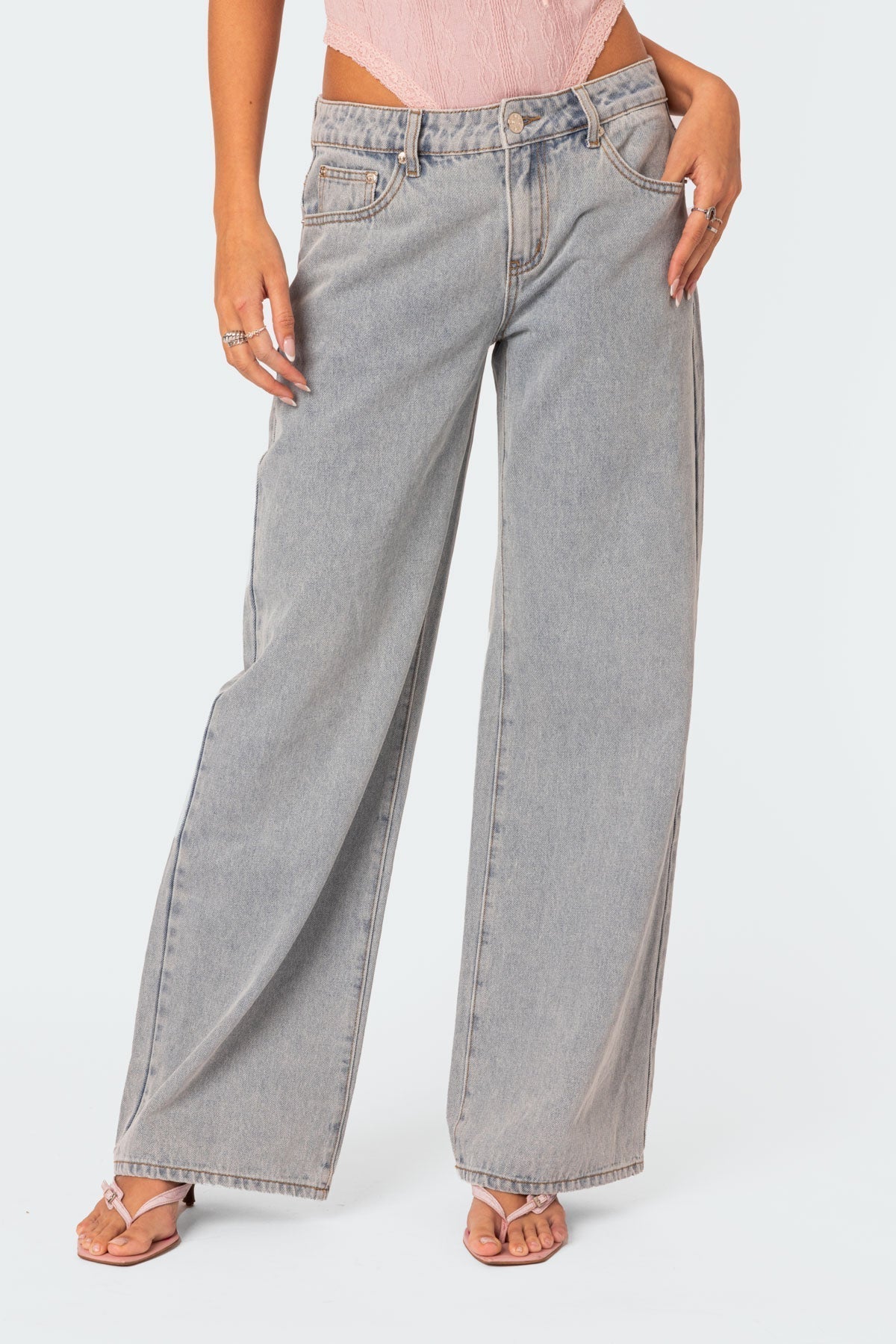 Women's Light Wash Wide Leg Jeans with Embroidered Bow Details-83512-4d9927a2-e76e-4e90-9951-53a21ca16254