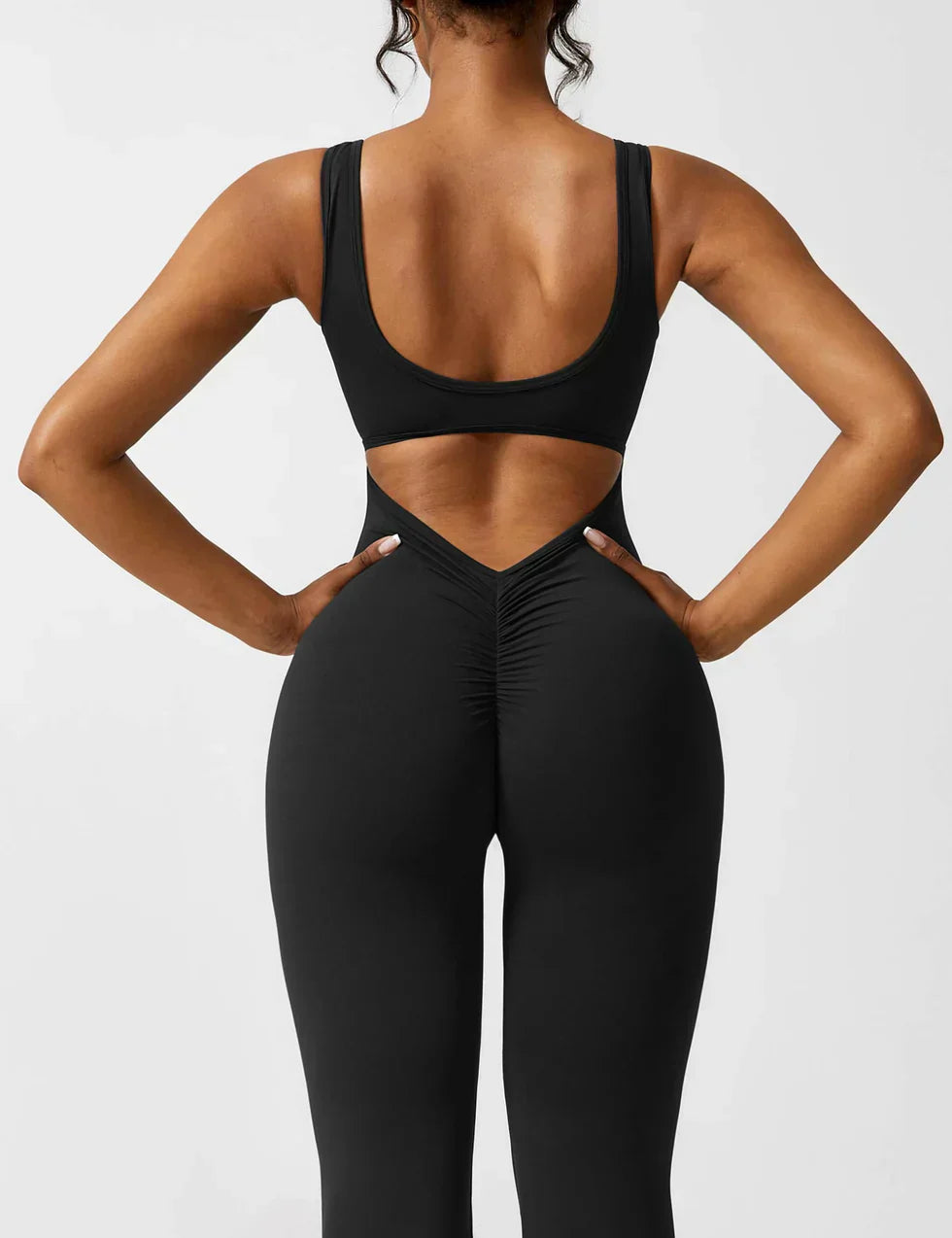 Women's Sleeveless Jumpsuit – Open Back, Flare Leg, Form-Fitting, Stretchy-83507-4e660d66-5352-46e2-99cf-5d923b5de085