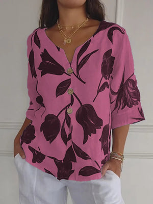 Floral Button-Down Top, Relaxed Fit