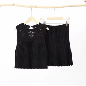 Knitted Two-Piece Set - A-Line Skirt