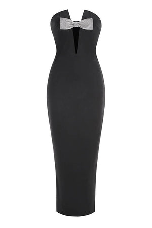 Sculpted Strapless Gown - Bow Detail