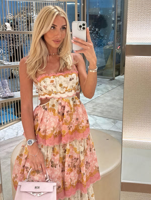 Floral Tiered Sundress with Cutout Details