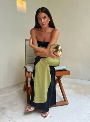 Abstract Print Strapless Floor-Length Dress