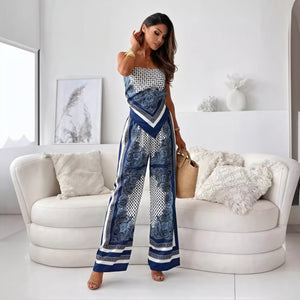 Paisley Palazzo Suit - Two-Piece, Wide Leg