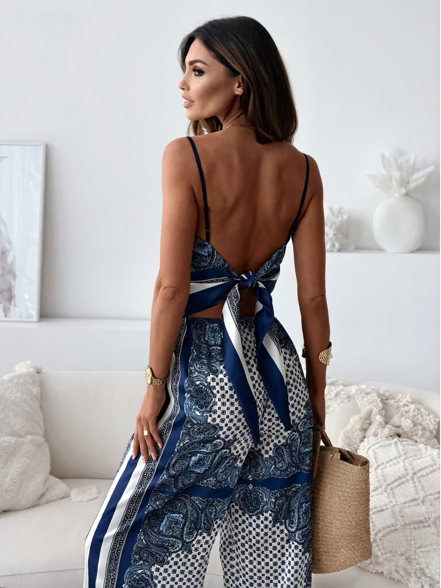 Paisley Palazzo Suit - Two-Piece, Wide Leg