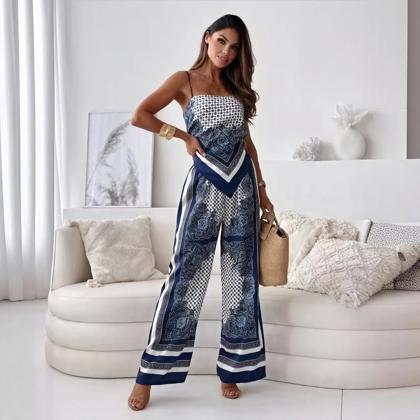 Paisley Palazzo Suit - Two-Piece, Wide Leg