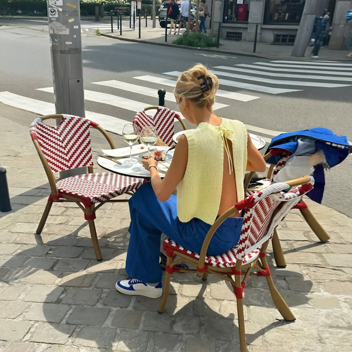 Open Back Knit Top with Tie - Yellow Sleeveless Top