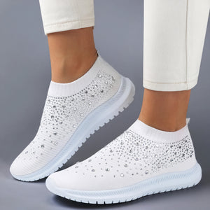 Rhinestone Knit Slip-On Sneakers