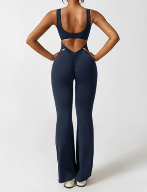 Women's Sleeveless Jumpsuit – Open Back, Flare Leg, Form-Fitting, Stretchy-83507-53e56b61-600f-4bb5-9628-324502628d85