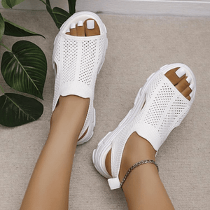 Knitted Open-Toe Sandals – Thick Sole, Pull Tab