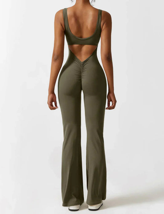 Women's Sleeveless Jumpsuit – Open Back, Flare Leg, Form-Fitting, Stretchy-83507-5643f8c6-0212-49dd-819e-3491c05dd3e6