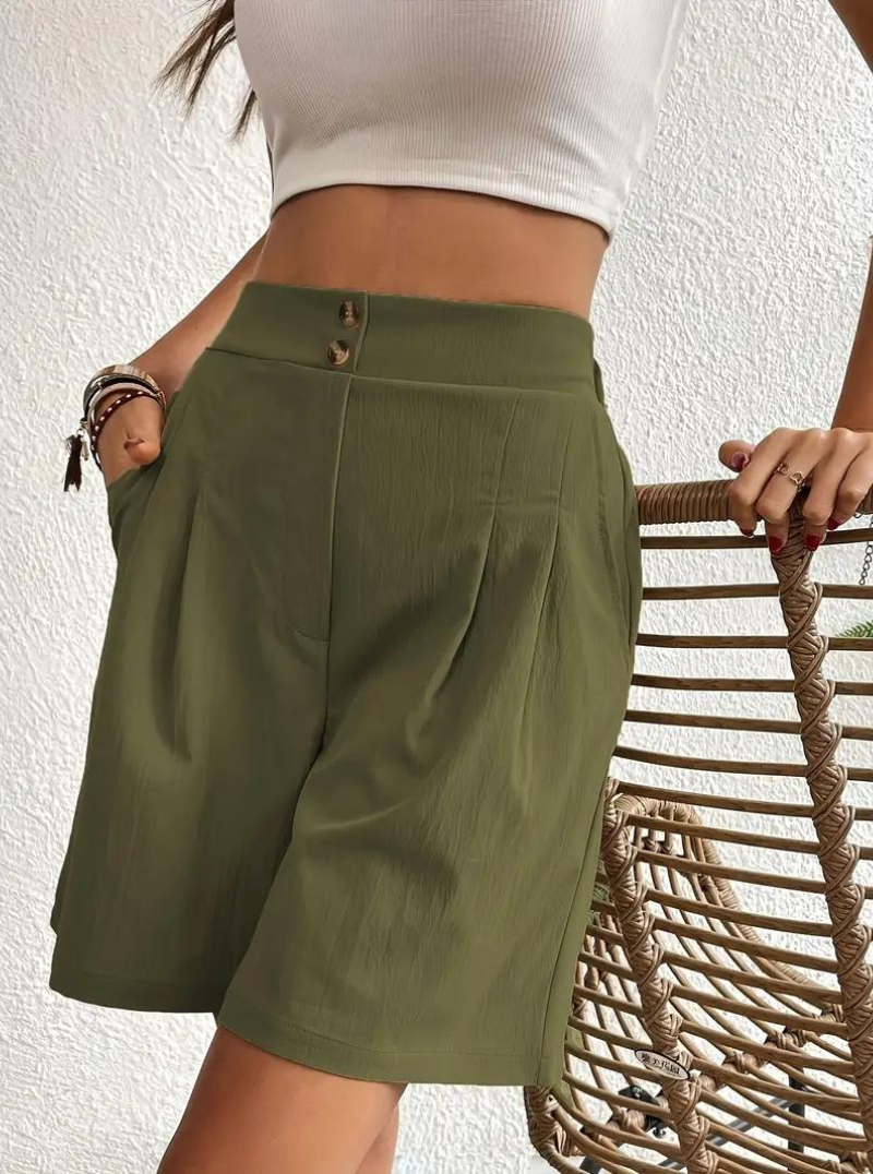 Women's High-Waist Pleated Shorts with Pockets – Versatile Style-82558-586b28a7-289a-41c0-914b-3da98d7da8a1