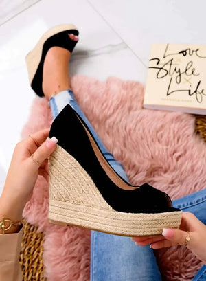 Women's Black Open-Toe Platform Rope Wedge Sandals-83368-590e814c-081f-47e8-a28c-d3776c656ba3